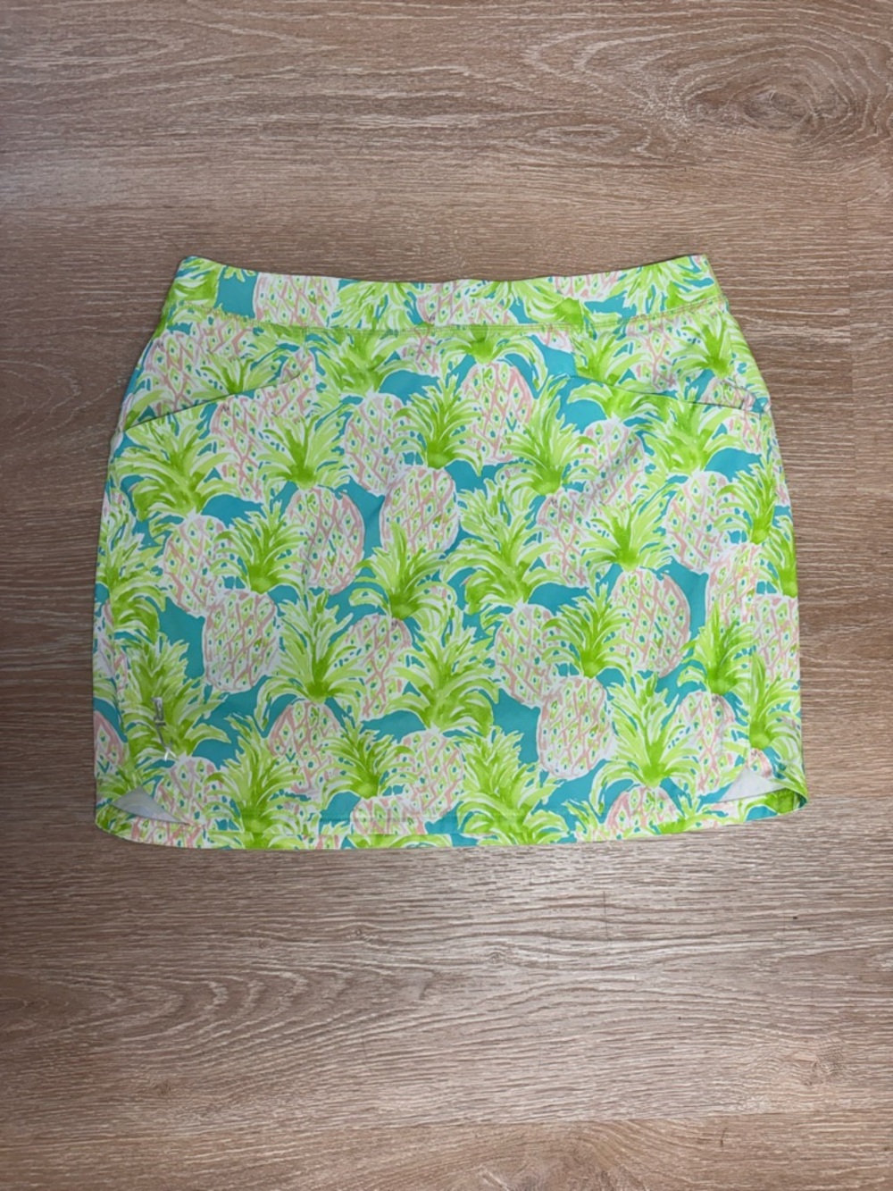 Ralph Lauren Lime Green & Aqua Pineapple Print Mini Skirt